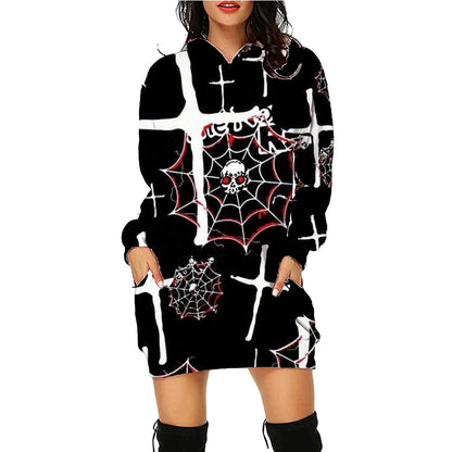 Dame Halloween Hoodie Kjole – Morsomt Kostyme for Halloweenfester og Skumle Anledninger