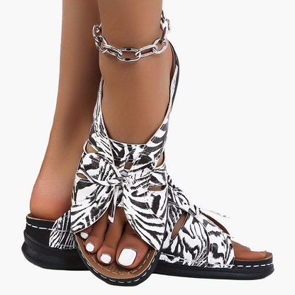 Damen Komfort-Sandalen mit Schleifen-Design für Freizeit & Alltag – Offene Zehen, Sommer, Bequemer Einstieg