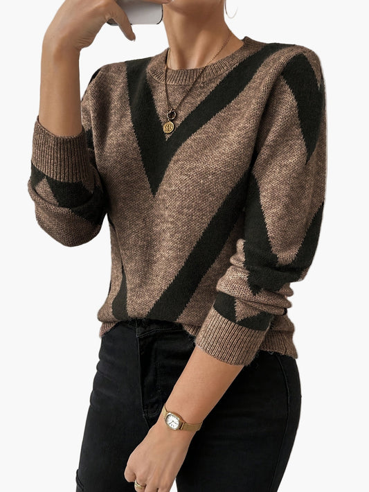 Damski sweter elegancki z geometrycznym wzorem na jesień i zimę