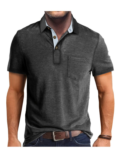 Polo uomo manica corta con taschino – Camicia casual moderna per tutti i giorni e il tempo libero