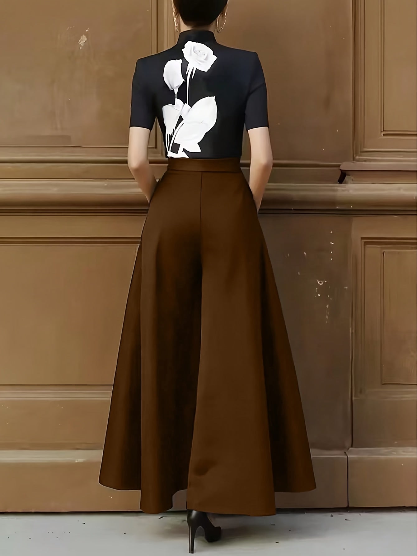 Pantalones Palazzo de pierna ancha para mujer para oficina y ocasiones elegantes – Pantalones de talle alto con estilo y carácter