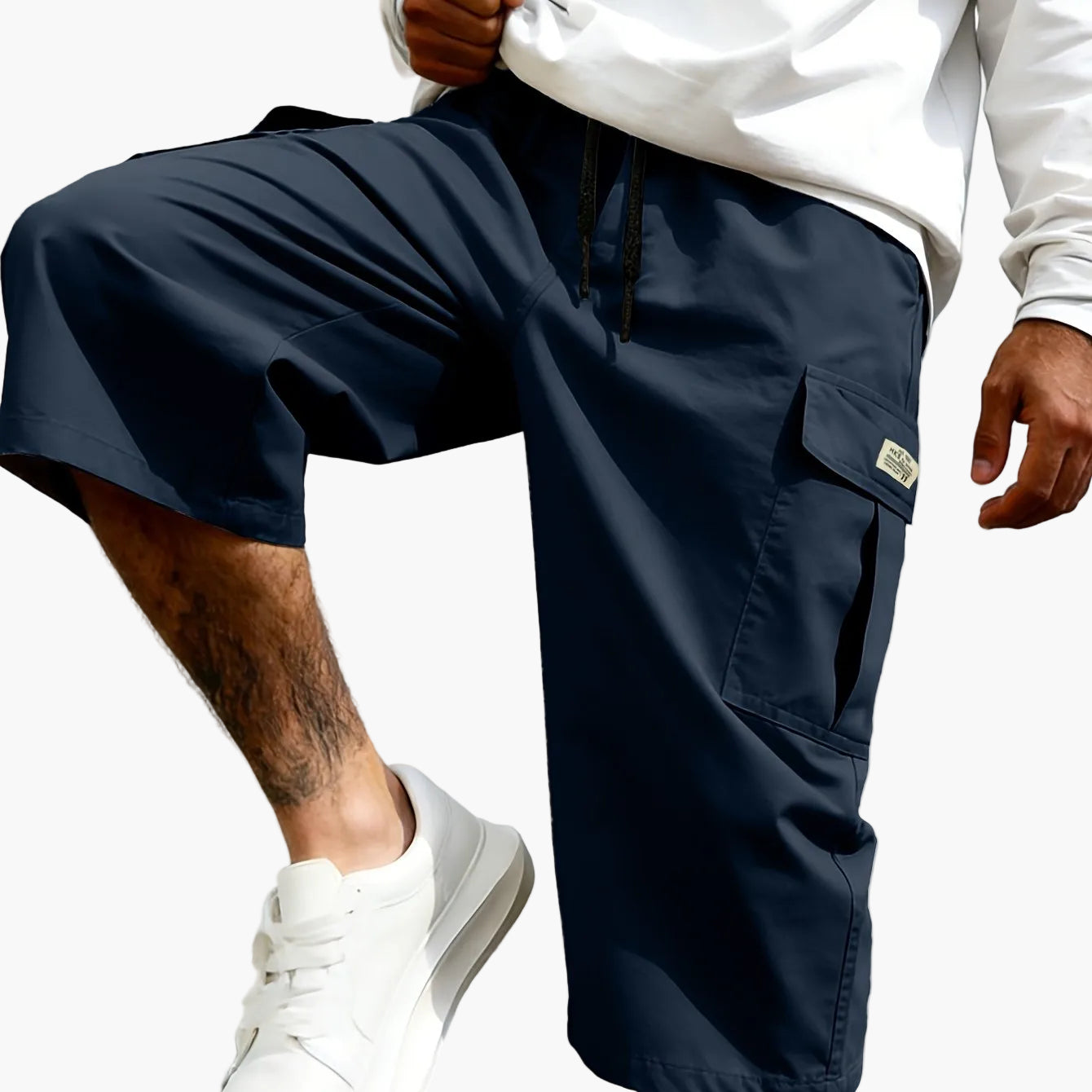 Shorts cargo homme style streetwear, longueur genou, pantalon de loisirs confortable avec poches