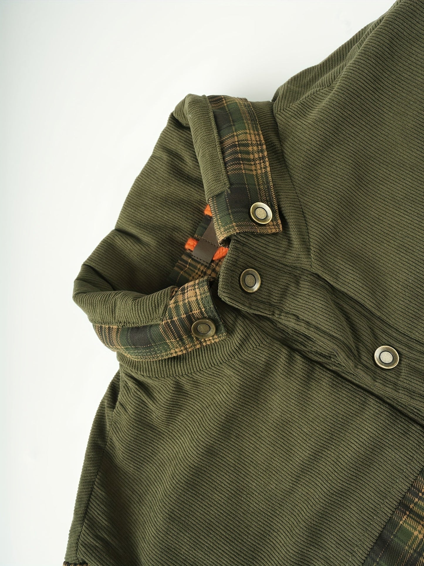Geruit herenoverhemd met warme voering en corduroy-details