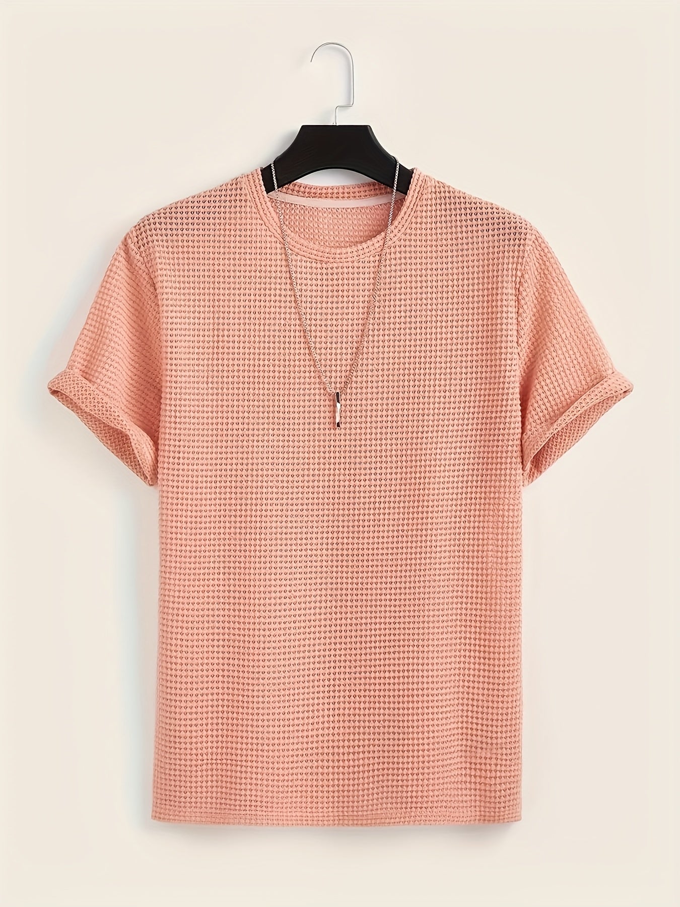 Męski krótki rękaw T-shirt ze strukturą i nowoczesnym stylem casualowym