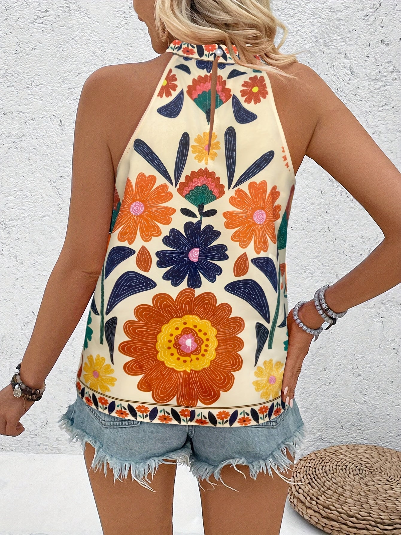 Damen Sommer Top mit Blumenmuster, Ärmellos, Elegant – Perfekt für Freizeit & Urlaub