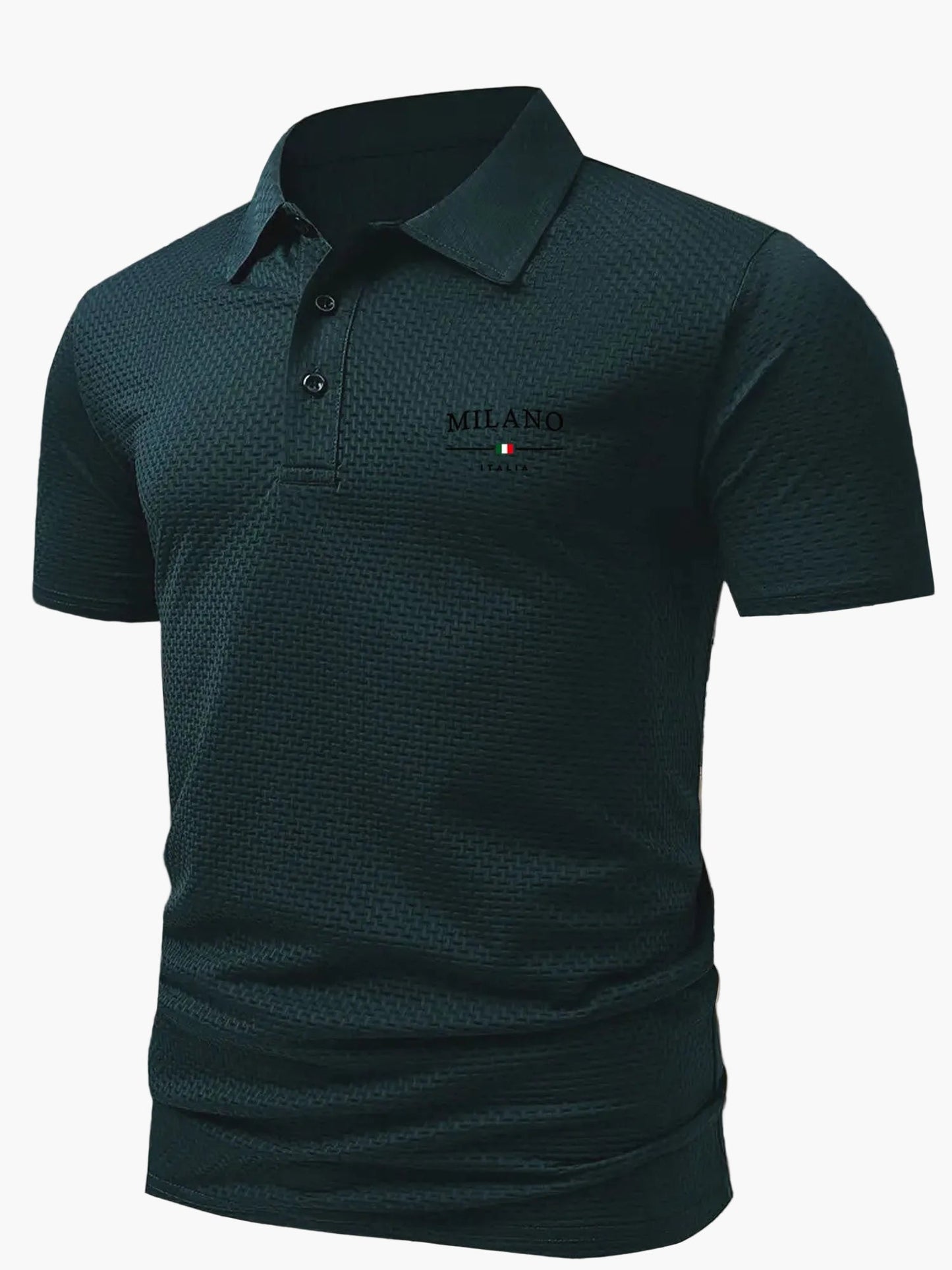 Męska koszulka polo casual z geometrycznym wzorem i listwą na guziki – idealna na co dzień i czas wolny