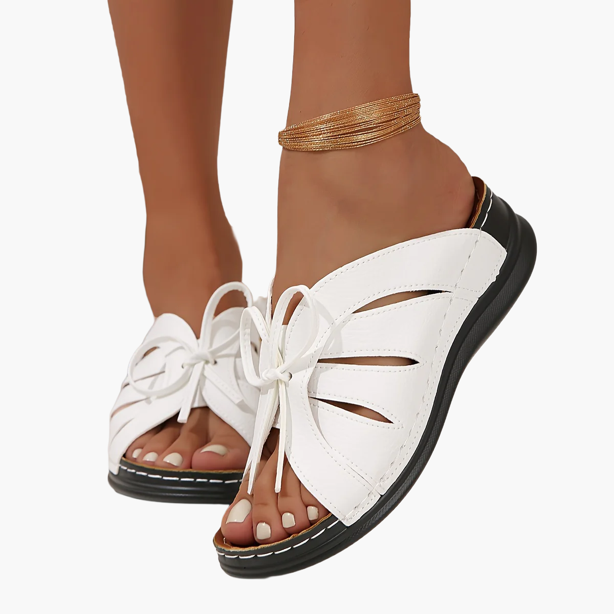 Damen Komfort-Sandalen mit Schleifen-Design für Freizeit & Alltag – Offene Zehen, Sommer, Bequemer Einstieg