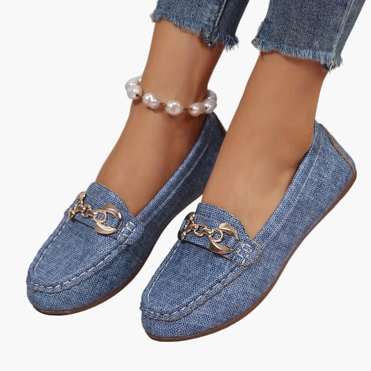 Dames Mocassins Slip-On Vrijetijdsschoenen met Kettingdetail – Comfortabele Alledaagse Loafers voor Stijl en Comfort