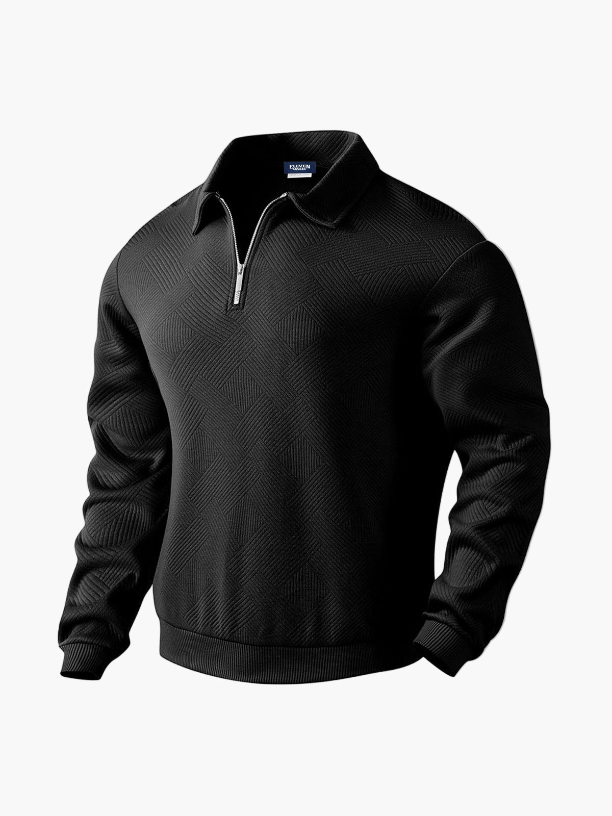Herre pullover med halvlukning og moderne strukturmønster – Smart casual og kontor