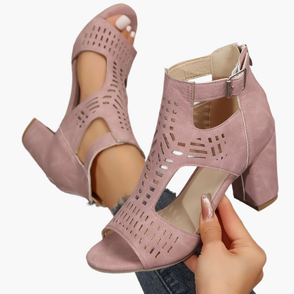 Dames sandalen met blokhak, cut-out design en open teen – modieuze schoenen voor dagelijks gebruik