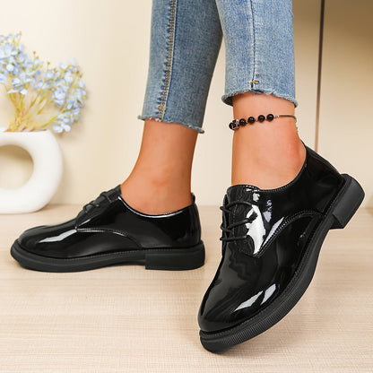 Damen Glanz-Schnürschuhe mit dicker Sohle Rot