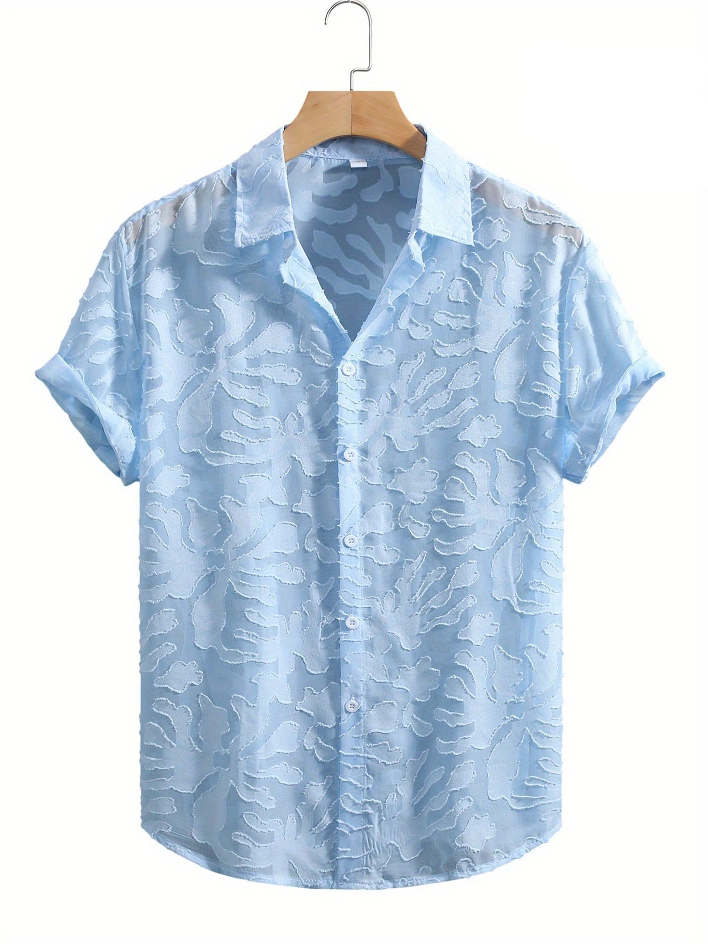 Camicia Resort da uomo a maniche corte con motivo strutturato – Elegante maglietta casual per estate e vacanze
