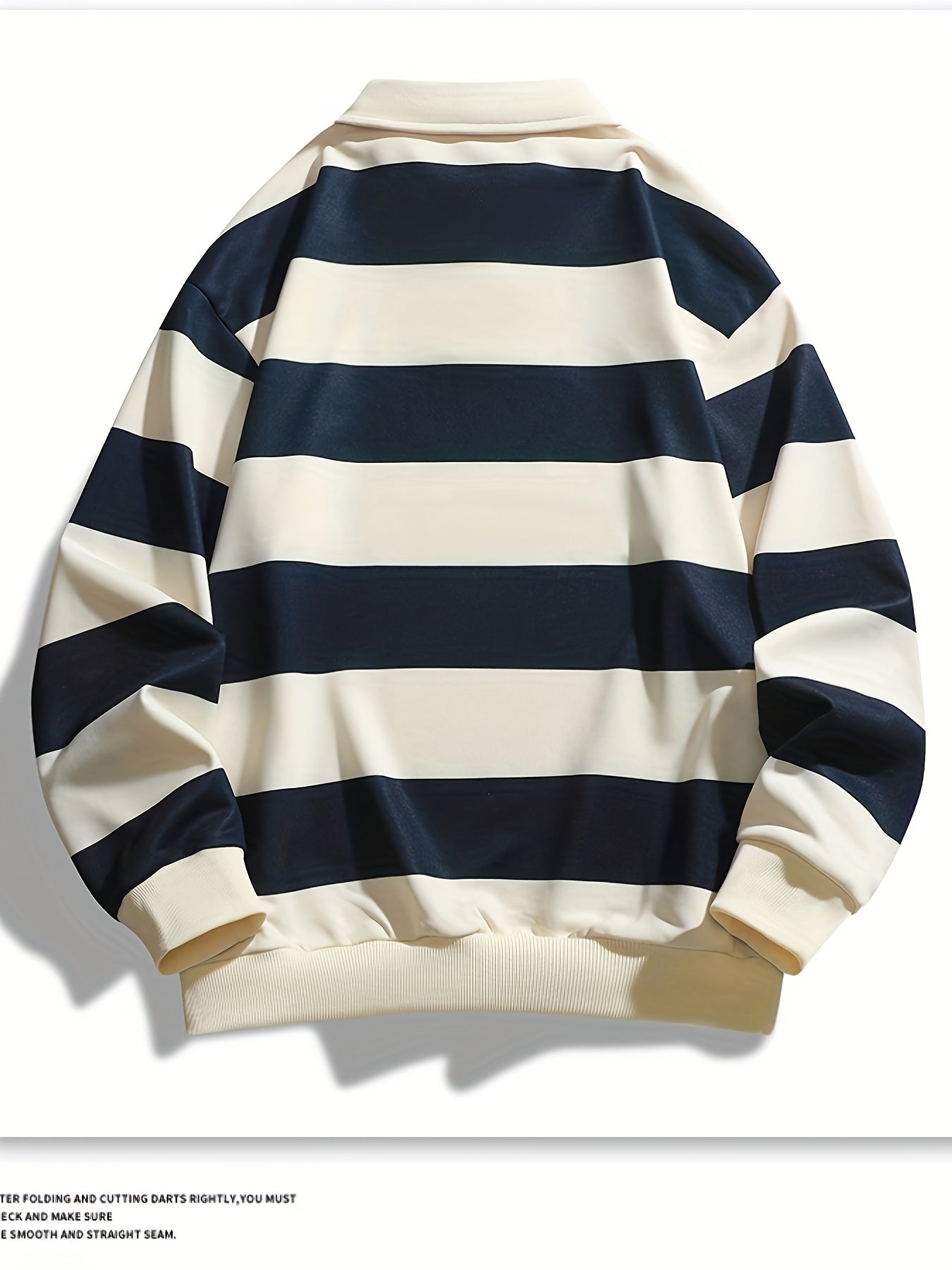 Gestreiftes Langarm Polo-Sweatshirt mit Kragen und Bündchen