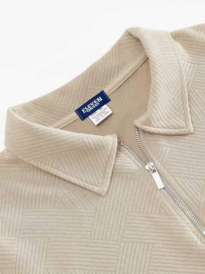 Herre pullover med halvlukning og moderne strukturmønster – Smart casual og kontor