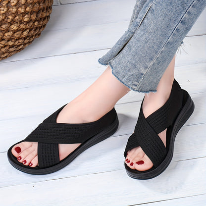 Sandalias slingback cómodas para mujer con tiras cruzadas para uso diario y tiempo libre