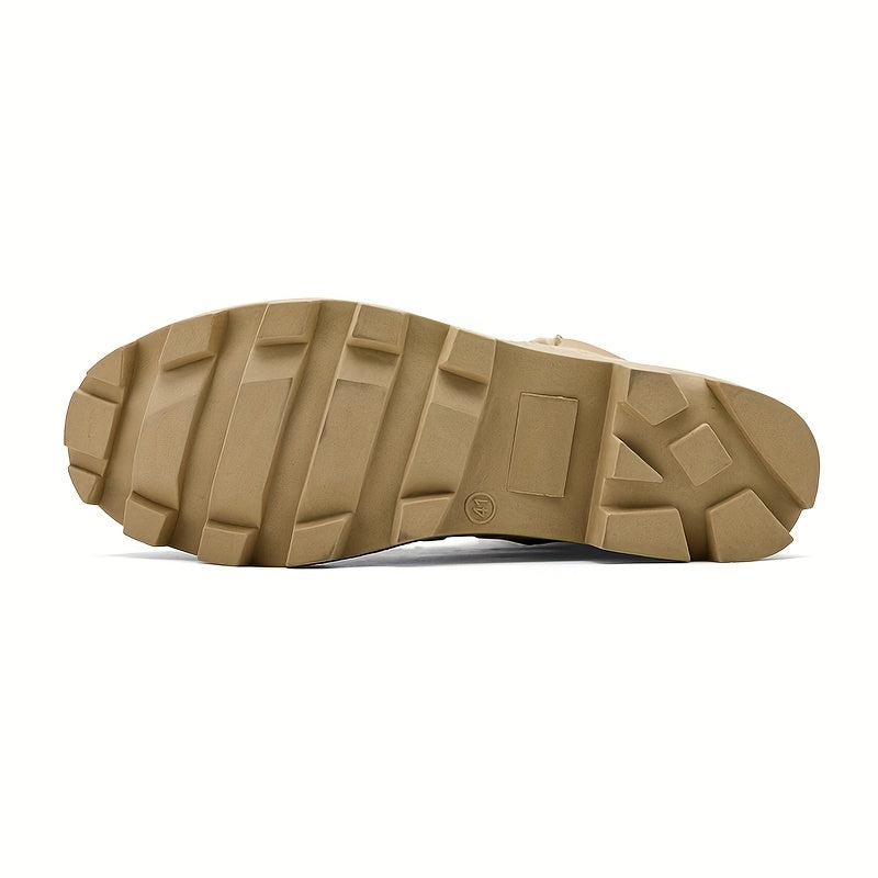 Stivali da uomo beige da esterno con lacci e cerniera