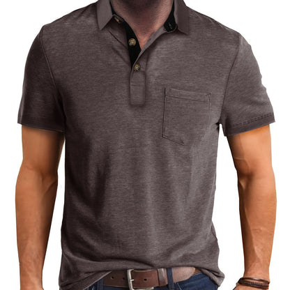 Polo uomo manica corta con taschino – Camicia casual moderna per tutti i giorni e il tempo libero
