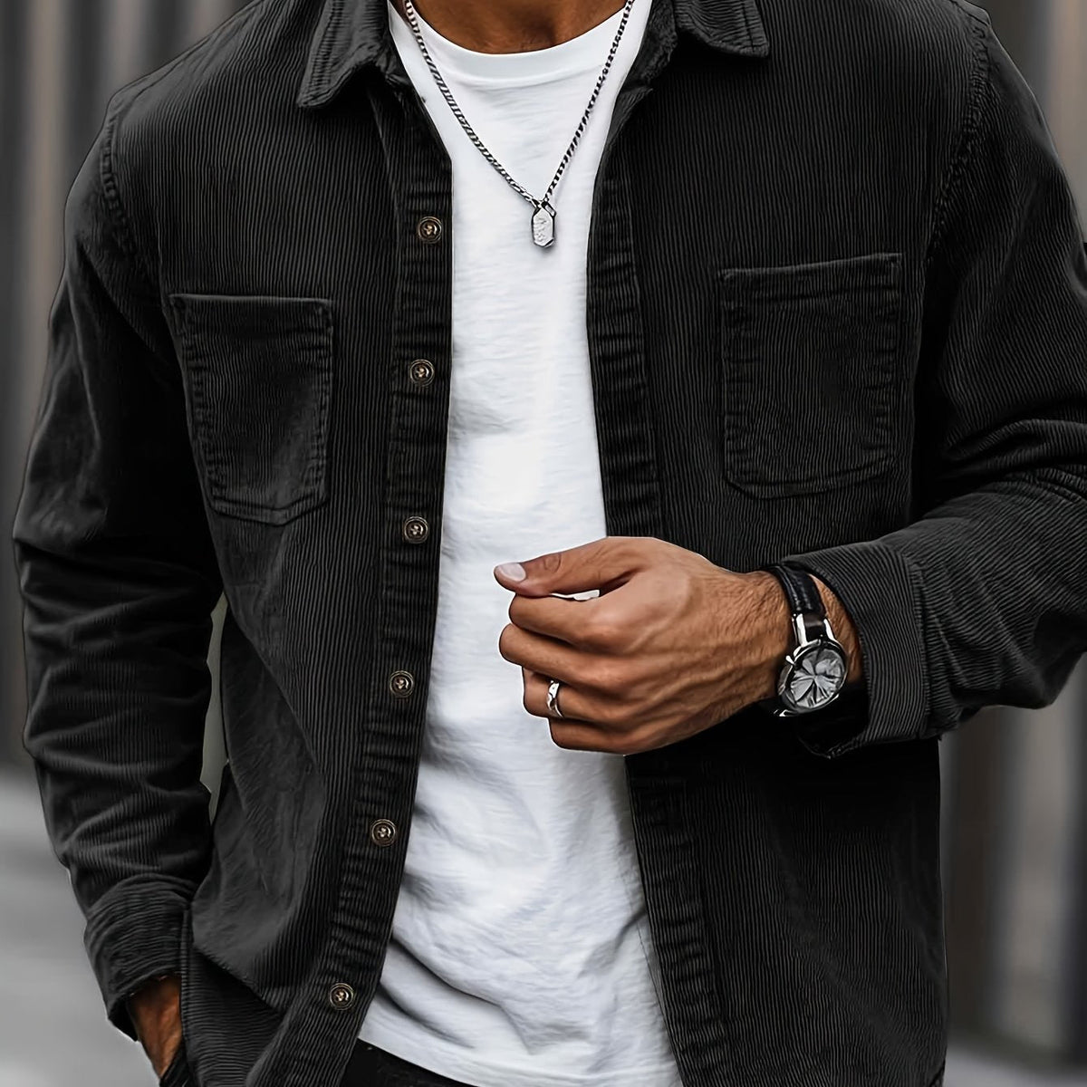 Bryce | Overshirt met lange mouwen, zakken en knopen voor heren