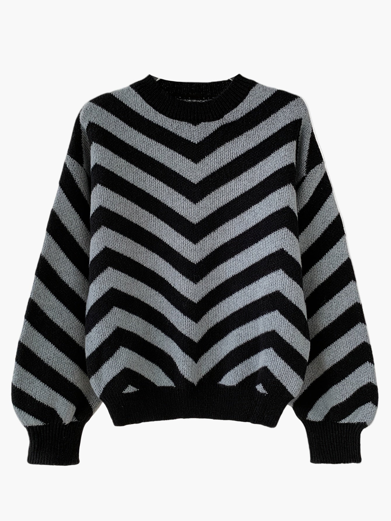 Damen Strickpullover mit Zickzack-Muster für Herbst und Winter – Eleganter Freizeit-Sweater