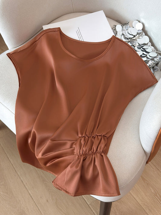 Damen Bluse mit Raffungen und modernem Schnitt – Elegante Kurzarm Bluse für Büro und Freizeit