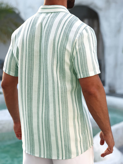 Herren Kurzarm Freizeithemd mit Streifenmuster – Sommer Style für Alltag & Urlaub