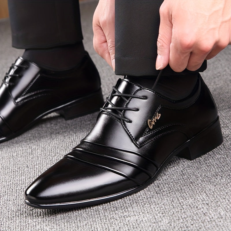 Elegante Herren Business-Schnürschuhe – Klassische spitze Form für Büro & besondere Anlässe
