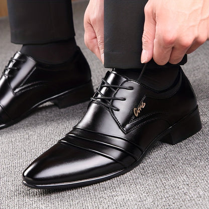 Elegante Herren Business-Schnürschuhe – Klassische spitze Form für Büro & besondere Anlässe