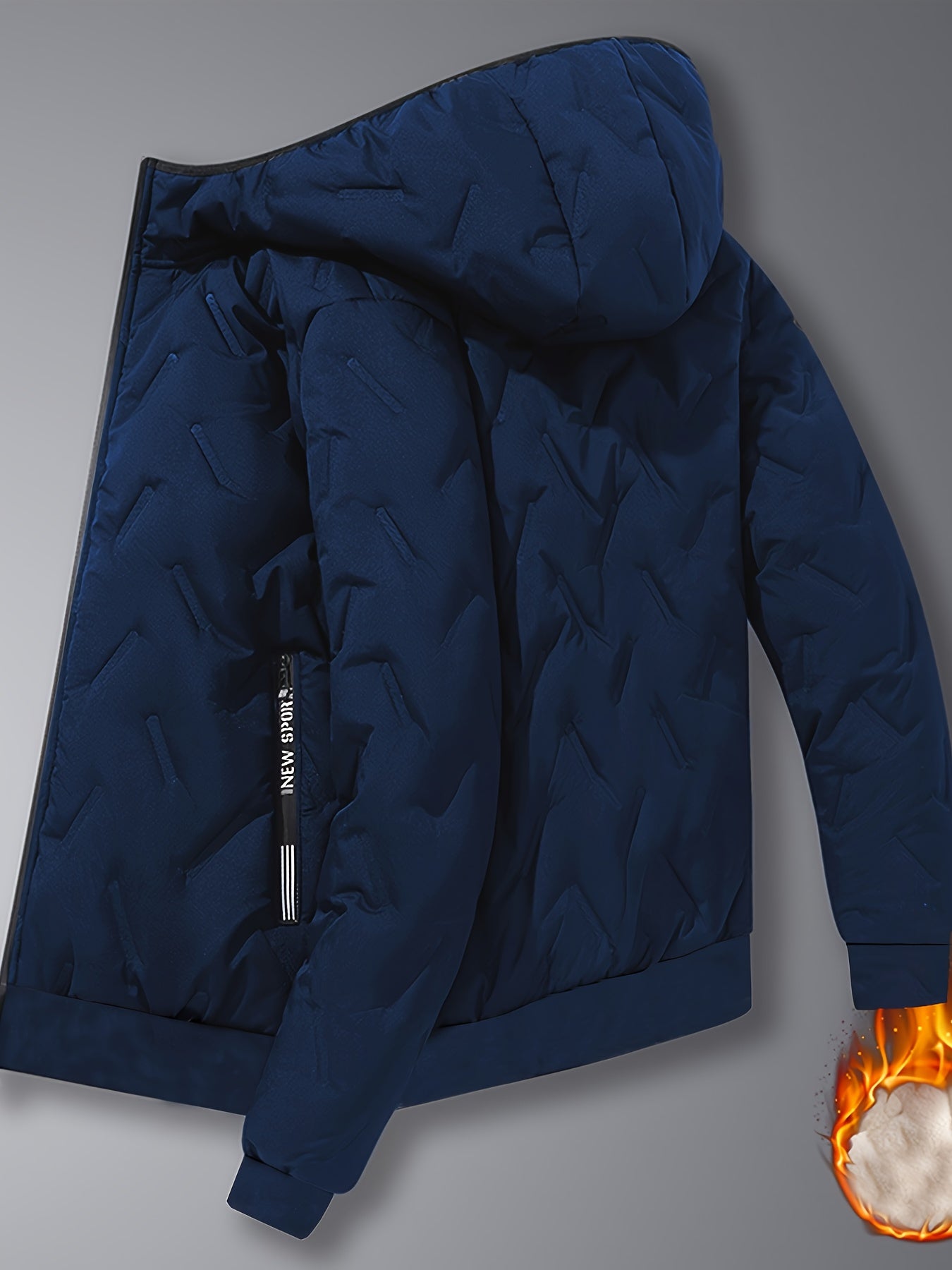 Completo da allenamento imbottito da uomo, giacca trapuntata con cappuccio e pantaloni trapuntati, invernale