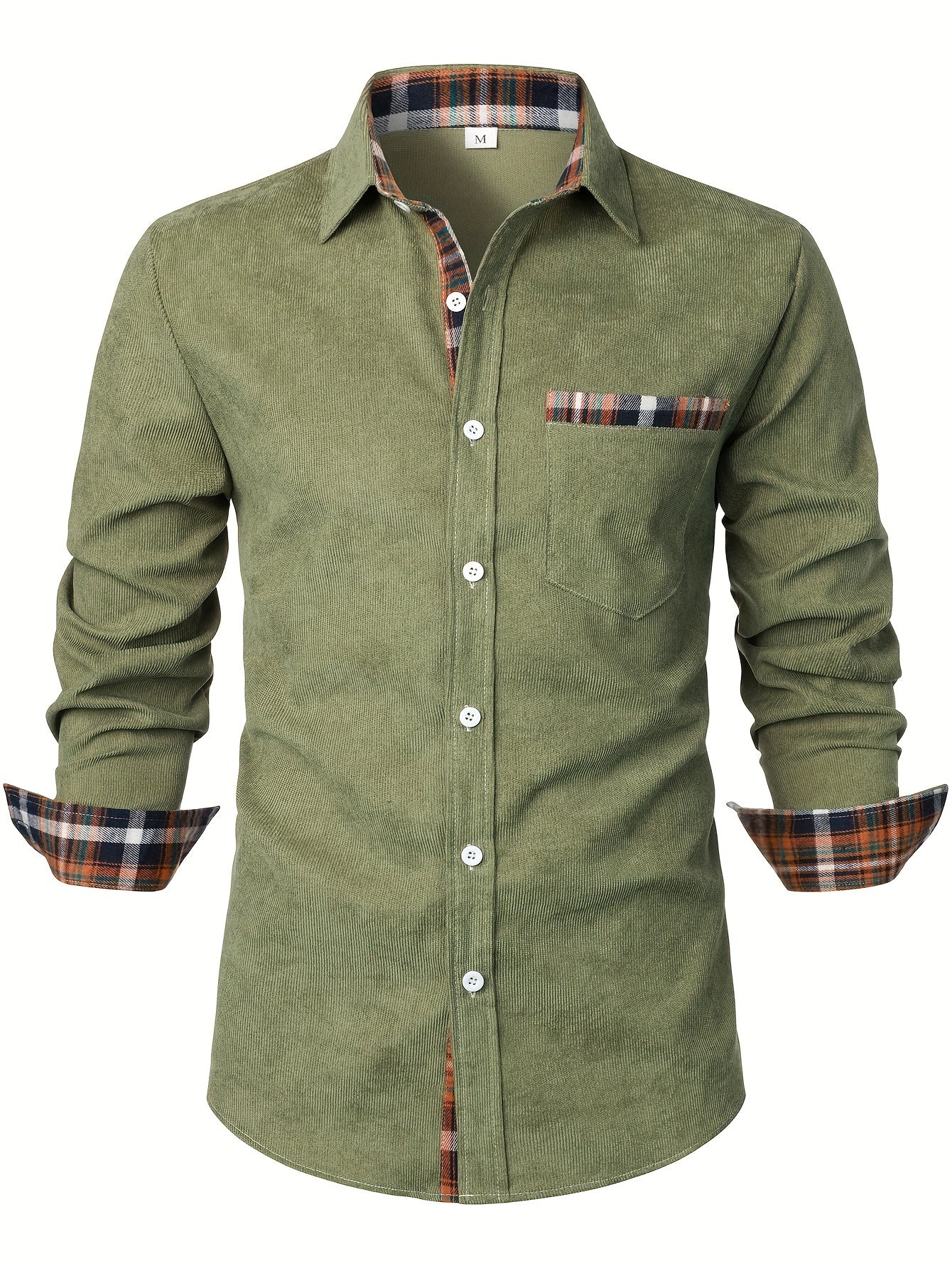 Camisa casual para hombre Modern Fit con detalles a cuadros – Camisa de manga larga elegante para el día a día y la oficina