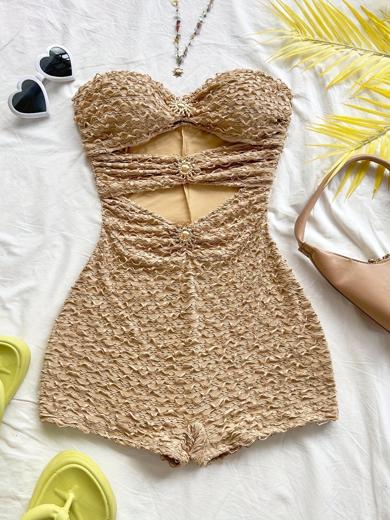 Dame badedragt retro bandeau étstykke med leopardmønster – sexet vintage stil til strand og pool
