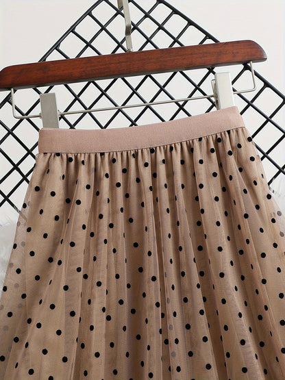 Gonna in tulle da donna con pois Elegante linea A Primavera/Estate Tempo libero