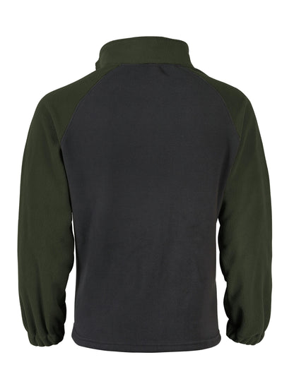 Pullover in pile da uomo, maniche raglan, chiusura a un quarto con zip, grigio scuro e marrone