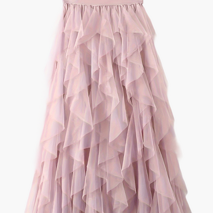 Damen Eleganter Maxirock mit Rüschen und Lagenlook – Perfekt für festliche Anlässe