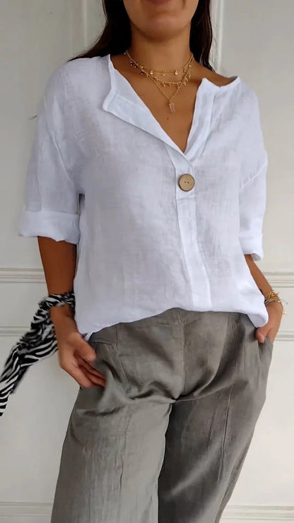 Damen Bluse im lockeren Boho-Style mit V-Ausschnitt – Casual Chic, ideal für Alltag & Freizeit