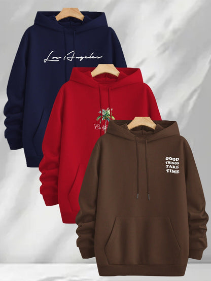 Hoodie mit Kapuze & Kordelzug, Fronttasche, Langarm, verschiedene Designs