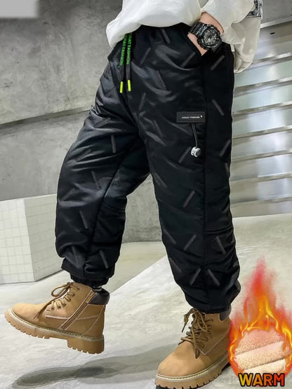 Pantalón cargo de invierno unisex, acolchado, con cintura elástica