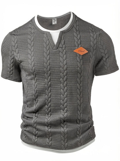 Herren Kurzarm Strickpullover im Flechtmuster – Modernes Freizeitshirt für Sommer & Alltag