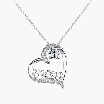 Dames harthanger ketting met "Mom" gravure en eeuwige roos – elegant geschenkset voor Moederdag & bijzondere gelegenheden
