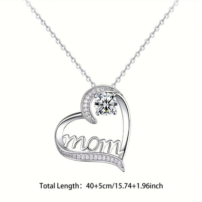 Dames harthanger ketting met "Mom" gravure en eeuwige roos – elegant geschenkset voor Moederdag & bijzondere gelegenheden