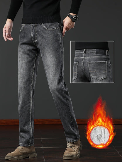 Thermo Jeans Herren gefüttert Winterhose Grau / Dunkelblau