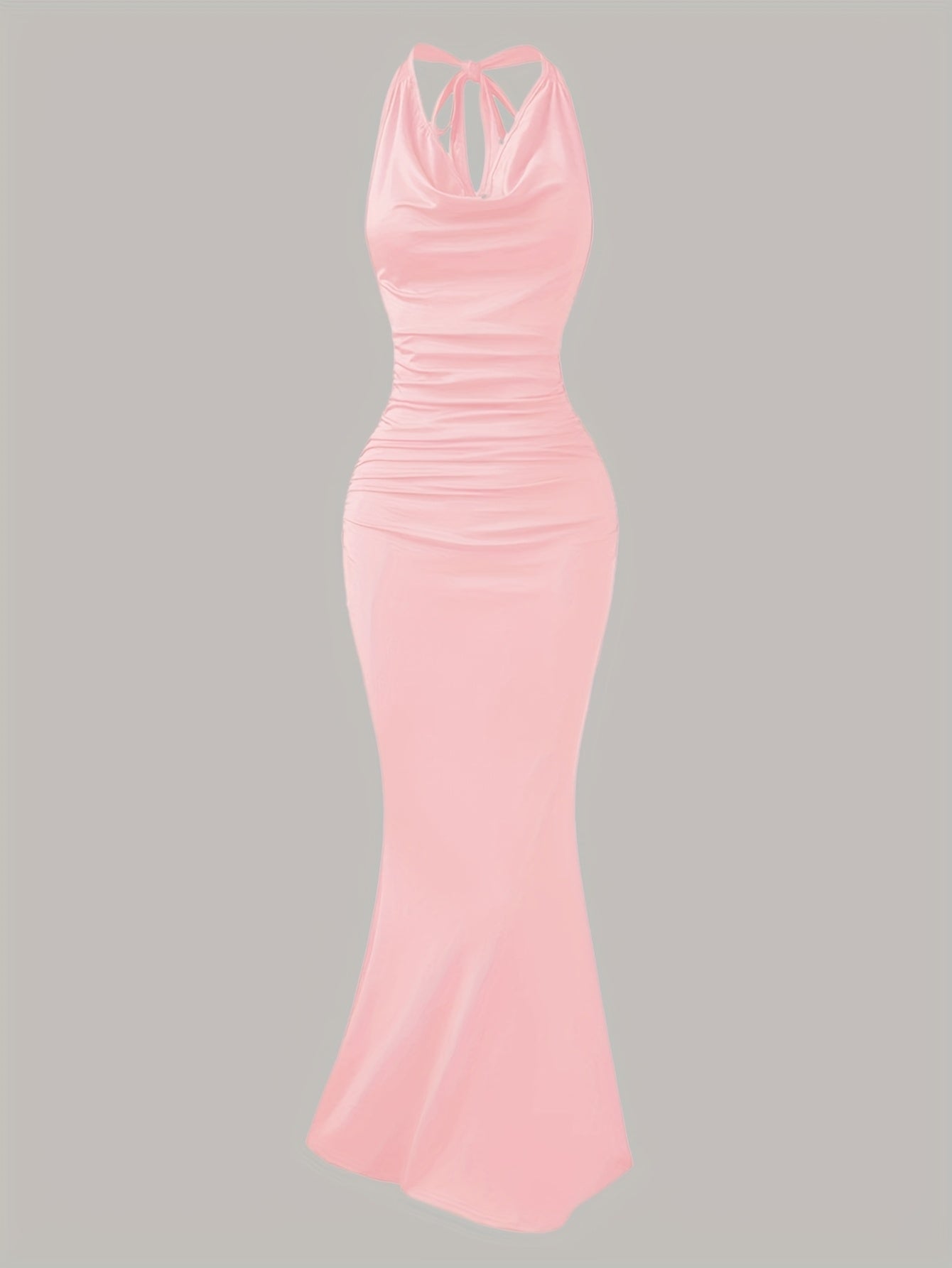 Dame Aftenkjole Elegant Ryggfri Maxi Fest Halterneck Figurformende