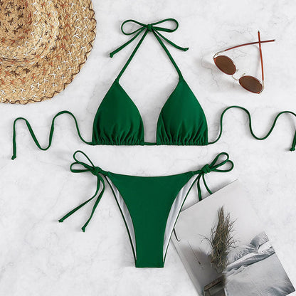 Kimberley – Einfarbiger gebundener Halter-Bikini