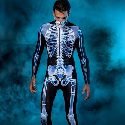 Costume Halloween combinaison squelette radiographie pour femmes et hommes – Costume parfait pour fêtes d’Halloween