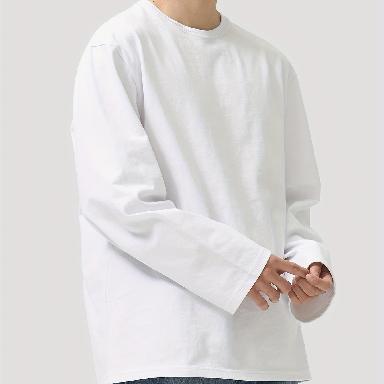 Camiseta unisex de manga larga, cuello redondo, negra y extragrande