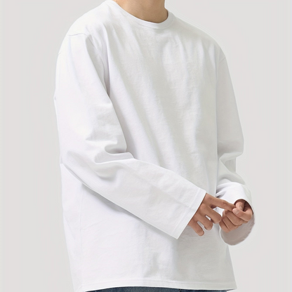 Camiseta unisex de manga larga, cuello redondo, negra y extragrande