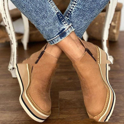 Damen Plateau-Stiefeletten mit Reißverschluss – Modische Alltagsschuhe im europäischen Stil