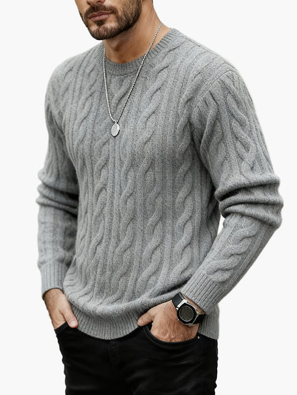 Herren Pullover Zopfmuster Strick – Modischer Casual Look für Herbst & Winter