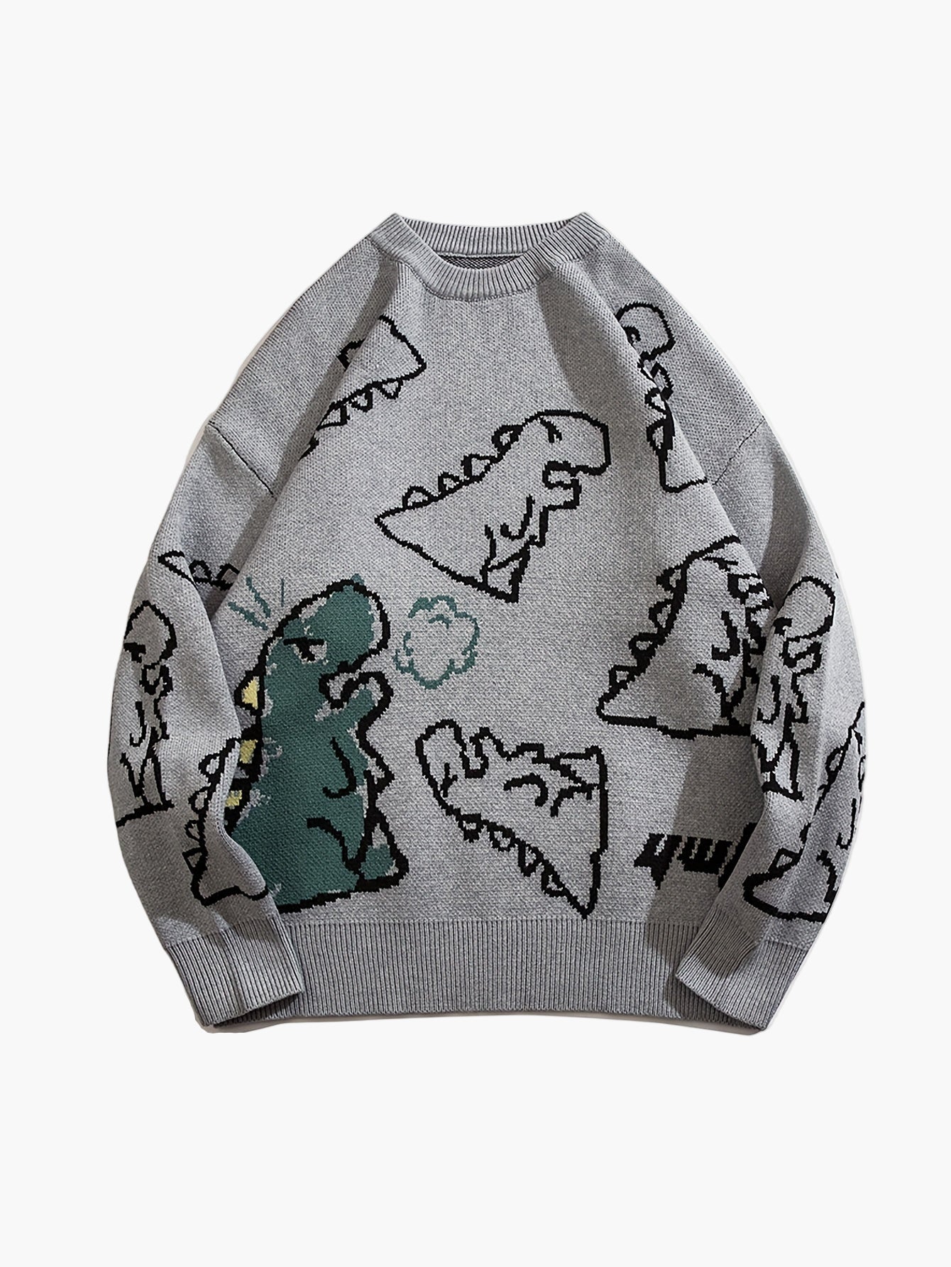 Herren Pullover im Cartoon-Dinosaurier-Design, lässig, Streetwear, für Herbst & Winter