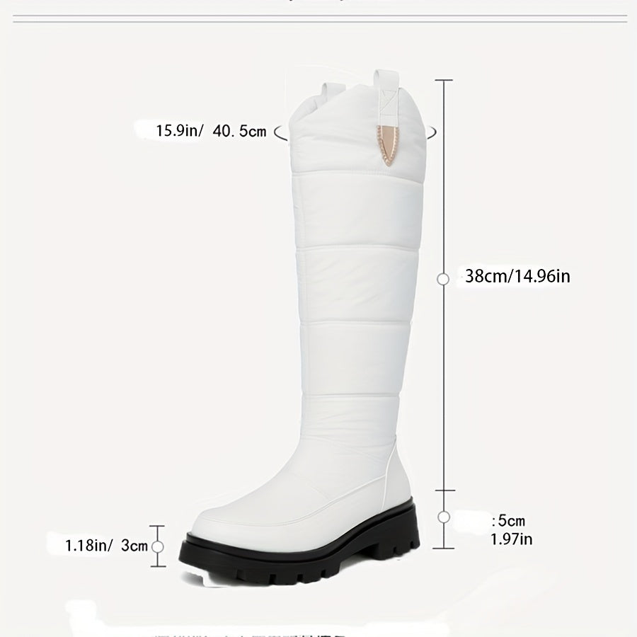 Botas de invierno para mujer, hasta la rodilla, acolchadas, negras y resistentes
