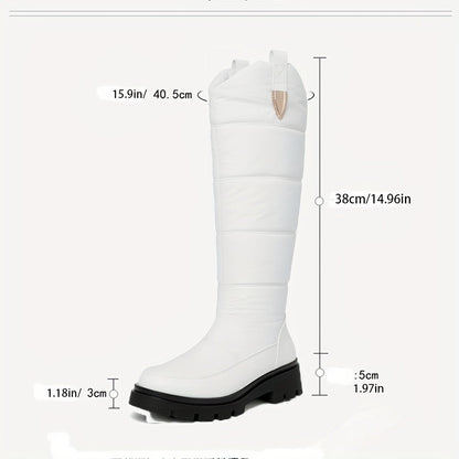 Botas de invierno para mujer, hasta la rodilla, acolchadas, negras y resistentes